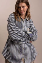 Load image into Gallery viewer, STRIPE COLLARD NECK BUTTON DOWN LONG SLEEVE TOP

