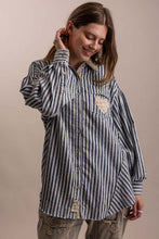 Load image into Gallery viewer, STRIPE COLLARD NECK BUTTON DOWN LONG SLEEVE TOP
