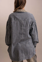 Load image into Gallery viewer, STRIPE COLLARD NECK BUTTON DOWN LONG SLEEVE TOP
