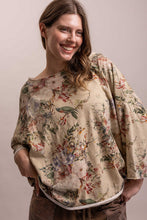 Load image into Gallery viewer, Bluevelvet - FLOWER PRINT 3/4 SLEEVE OVERSIZED TOP
