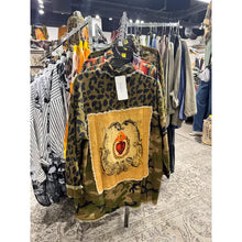 Load image into Gallery viewer, Shacket with Burning Heart Patchwork Print in Leopard Print
