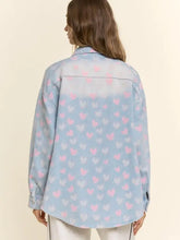 Load image into Gallery viewer, Davi &amp; Dani - Heart Print Washed Denim Button Up Shirt

