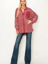 Load image into Gallery viewer, J. Her - Mineral Wash Vneck collar Thermal fashion top with cute pockets
