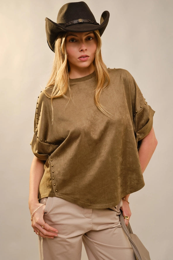 Blue B - Studded High Low Oversized Tee