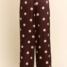 Load image into Gallery viewer, Davi &amp; Dani - Wide-Leg Satin Pant - Burgandy Pink Dot
