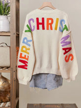 Load image into Gallery viewer, Christmas Lettering Patchwork V Neck Cardigan
