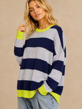 Load image into Gallery viewer, J.nna - Striped Soft Knit Long Sleeve Sweater Top
