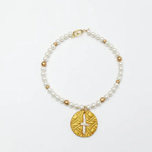 Load image into Gallery viewer, Hidden Truth Jewelry - Shell Pearl with Pearl Cross 11 inch Necklace
