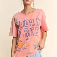 Load image into Gallery viewer, Davi &amp; Dani - Dream Free Floral Graphic Mineral Wash Top
