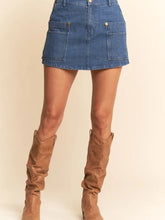 Load image into Gallery viewer, Davi &amp; Dani - Denim Utility Mini Skirt Shorts

