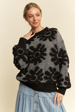 Load image into Gallery viewer, Textured Floral Crew Neck Pull Over Sweater Top
