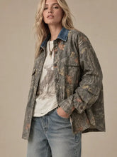 Load image into Gallery viewer, J.nna - Denim Collar Camo Shacket
