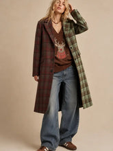 Load image into Gallery viewer, J.nna - Split-Plaid Tailored Long Coat
