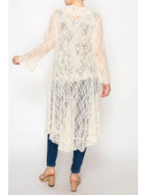Load image into Gallery viewer, Origami - Lightweight Floral Lace Ruffle Duster with Sparkles- Beige
