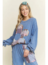 Load image into Gallery viewer, j. Her - Mineral Washed Patch Daisy Longsleeeve Sweatshirt
