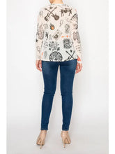 Load image into Gallery viewer, Origami - Sparkly Long Sleeve Sheer Mesh Top – RNR - Off White
