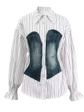 Load image into Gallery viewer, HC - Chic Denim Trim Shirt
