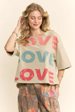 Load image into Gallery viewer, Davi &amp; Dani Garmet Washed Love Printed Short Sleeve Top

