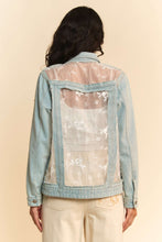 Load image into Gallery viewer, Floral Embroidered Panel Detail Denim Jacket
