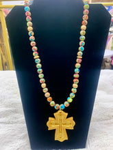 Load image into Gallery viewer, Hidden Truth Jewelry - Multi Color Beads with Leah Cross Necklace
