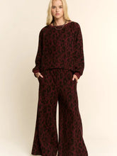 Load image into Gallery viewer, DAVI &amp; DANI - Leopard Printed Easy Top and Waist Leg Pants Set - BURGUNDY
