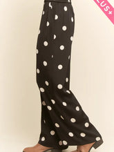 Load image into Gallery viewer, Davi &amp; Dani -  Wide Leg Satin Pant -  Black White Dots
