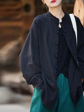 Load image into Gallery viewer, HCB - Batwing Sleeves Loose Buttons Pleated Collar Blouses
