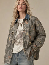 Load image into Gallery viewer, J.nna - Denim Collar Camo Shacket
