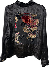 Load image into Gallery viewer, Velvet Rayon Military Jacket w/ Burnout Velvet Applique
