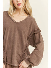 Load image into Gallery viewer, j. Her - Mineral Washed Tassel Fringe Vneck top
