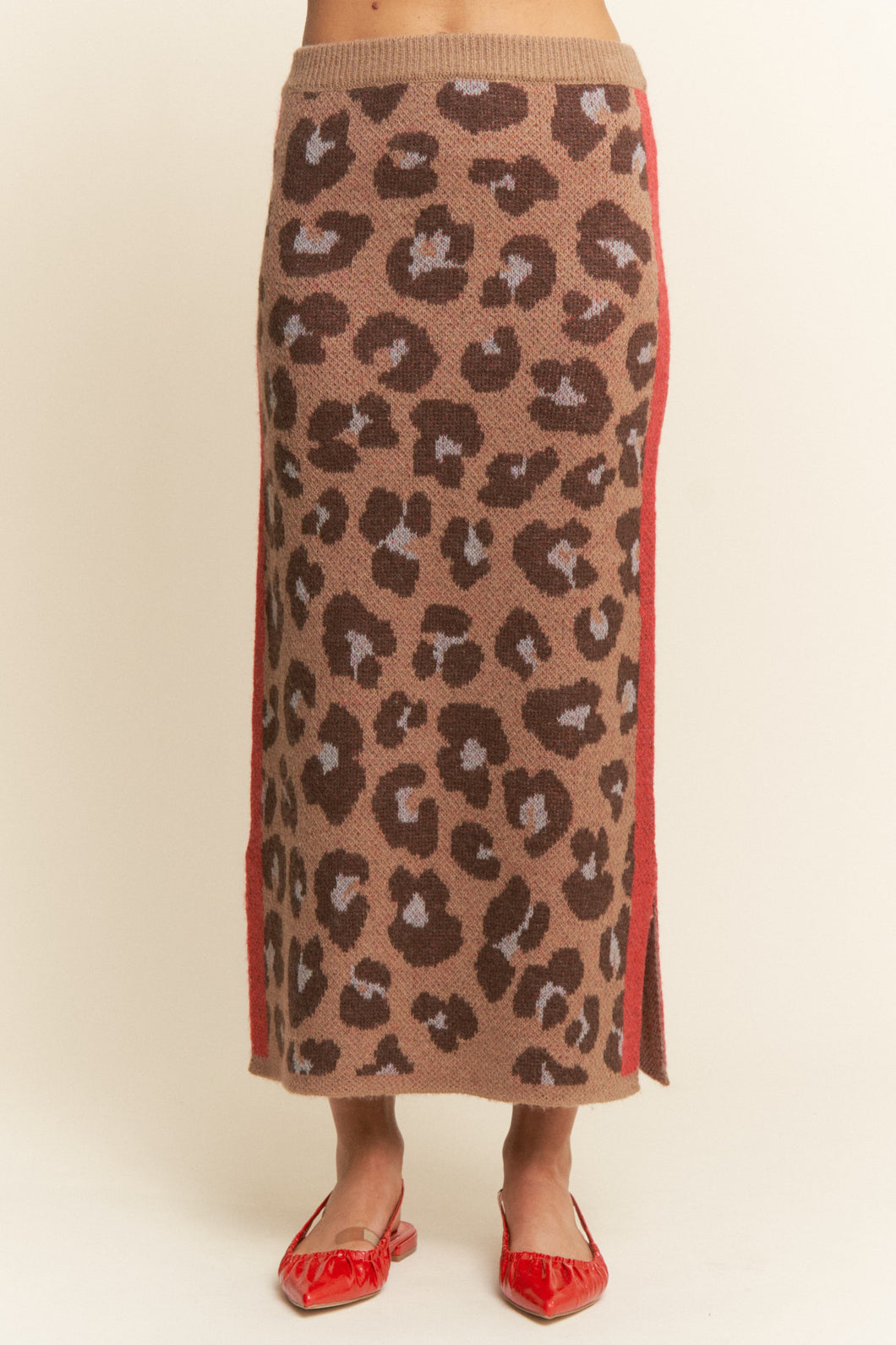 Leopard Print Soft Knit Pencil Skirt