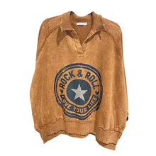 Load image into Gallery viewer, I Love Linen - French Terry Oversized Sweatshirt W/Star Bling
