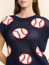 Load image into Gallery viewer, J.nna - Baseball Pattern Knit Top - Navy
