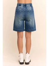 Load image into Gallery viewer, Davi &amp; Dani - Varsity Patch Washed Denim Bermuda Shorts
