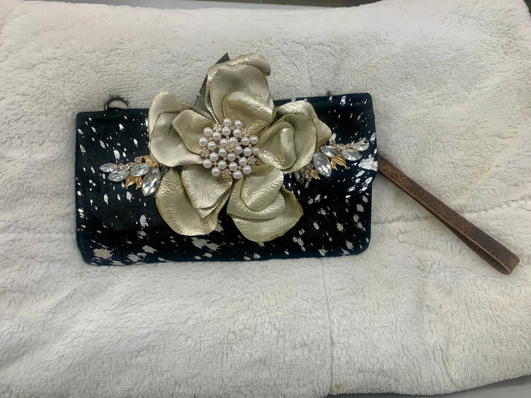 A Rare Bird - Clutch Crossbody- Black and Silver