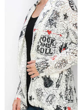 Load image into Gallery viewer, Origami - LACE AND SEQUIN BLAZER JACKET WITH PRINT - ROCK N ROLL
