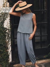 Load image into Gallery viewer, Oddi - Textured Knit Top &amp; Relaxed Pants Set - Dusty Blue
