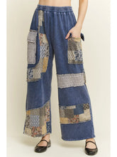 Load image into Gallery viewer, J. Her - Mineral washed Patchwork Lace Detail Wide Leg Pants
