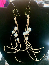 Load image into Gallery viewer, HC Pearl and Leather Earrings (White) Tan Leather
