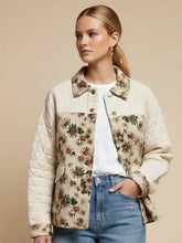 Load image into Gallery viewer, J. NNA - Floral Jacquard Mixed Fabric Button Down Jacket
