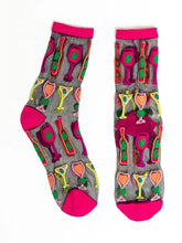 Load image into Gallery viewer, Sock Candy - Cocktail Hour Black Sheer Crew Sock
