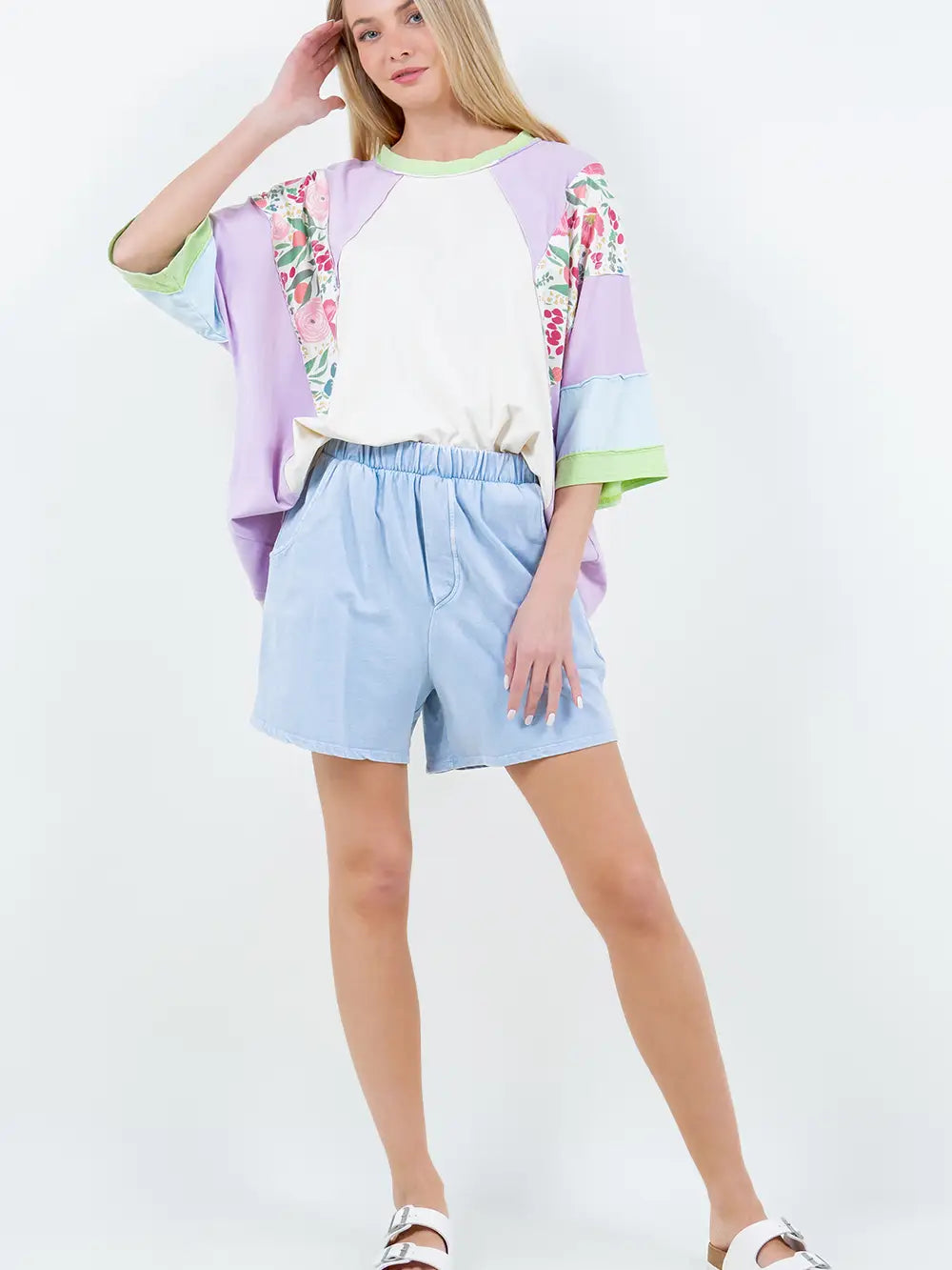 Raglan Top with Floral On the Sleeves