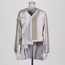 Load image into Gallery viewer, Asymmetrical Patchwork Frayed Hem Street Jacket
