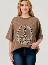 Load image into Gallery viewer, Short Sleeve Top Peace Sign in Leopard Animal Print
