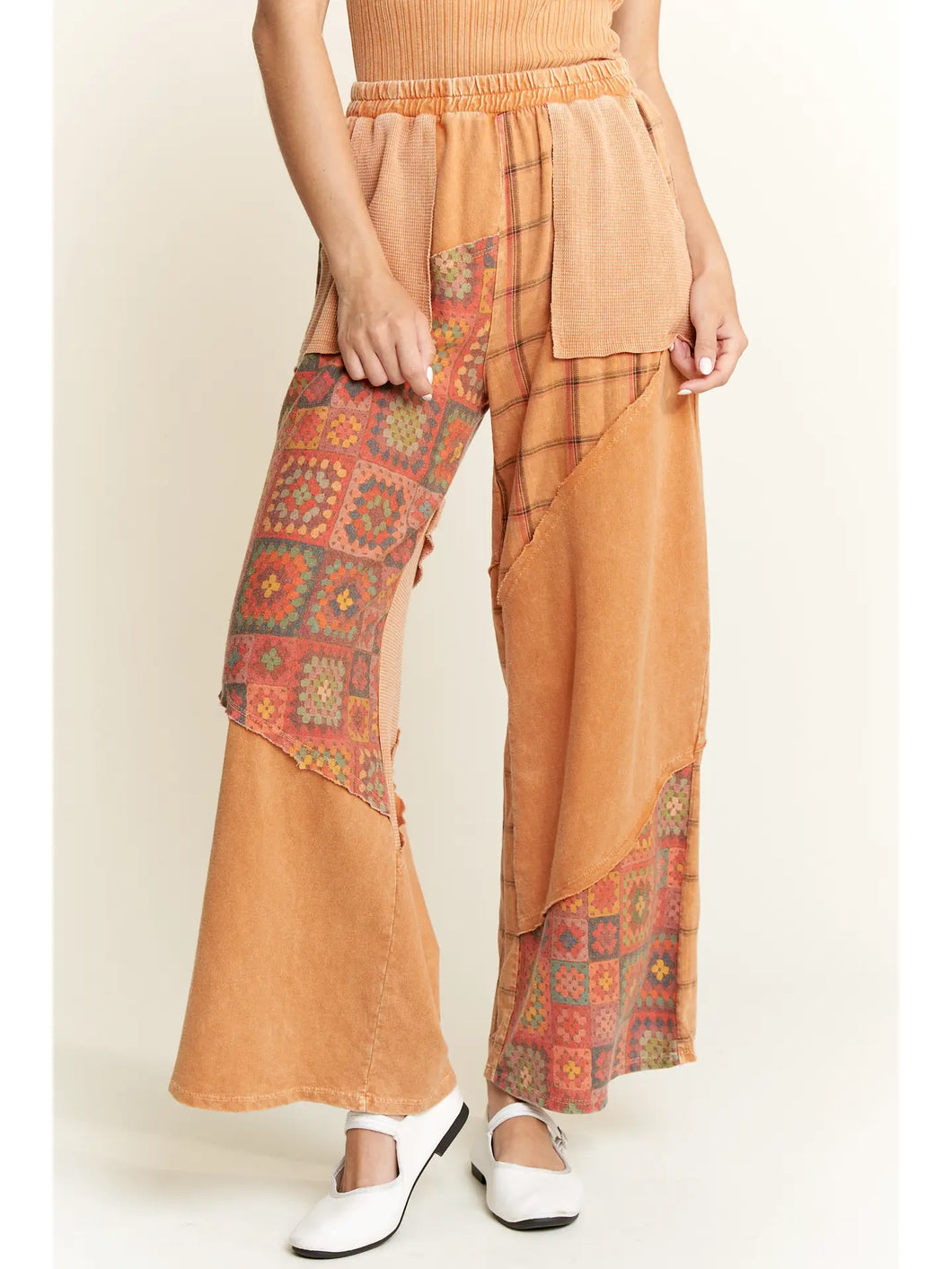 J. her  - Mineral wash Contrast Patch Wideleg Pants