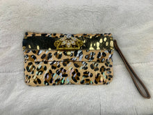 Load image into Gallery viewer, A Rare Bird - Clutch Crossbody- Leopard and Gold
