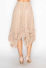 Load image into Gallery viewer, Origami - Tiered Sparkly All Lace Skirt - Taupe
