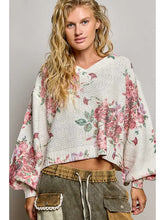 Load image into Gallery viewer, Pol -  Floral Print Chenille Sweater V Neck Rib Knit Top
