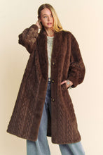 Load image into Gallery viewer, Single Breasted Fuzzy Fur Rib Pattern Long Coat
