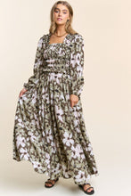 Load image into Gallery viewer, J.NNA - Floral Print Smocked Pleated Long Sleeve Crop Top
